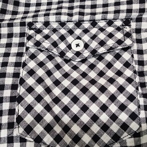 Bit and Bridle Women's Navy/Black and‎ White Gingham Western Button Down Shirt L - Picture 4 of 6